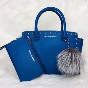 3PCS Michael Kors Selma Stud Satchel Wallet Charms